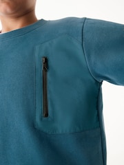 Sweat ras du cou avec panneau de nylon bleu moyen Paul Smith Junior garçon - Image 9 de 10