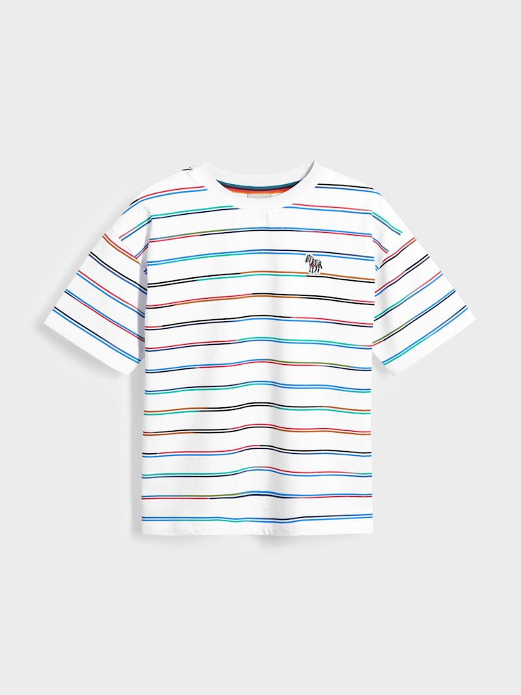Paul Smith Junior Boys Oversized Gradient Striped Short Sleeve White T-Shirt - Image 1 of 8