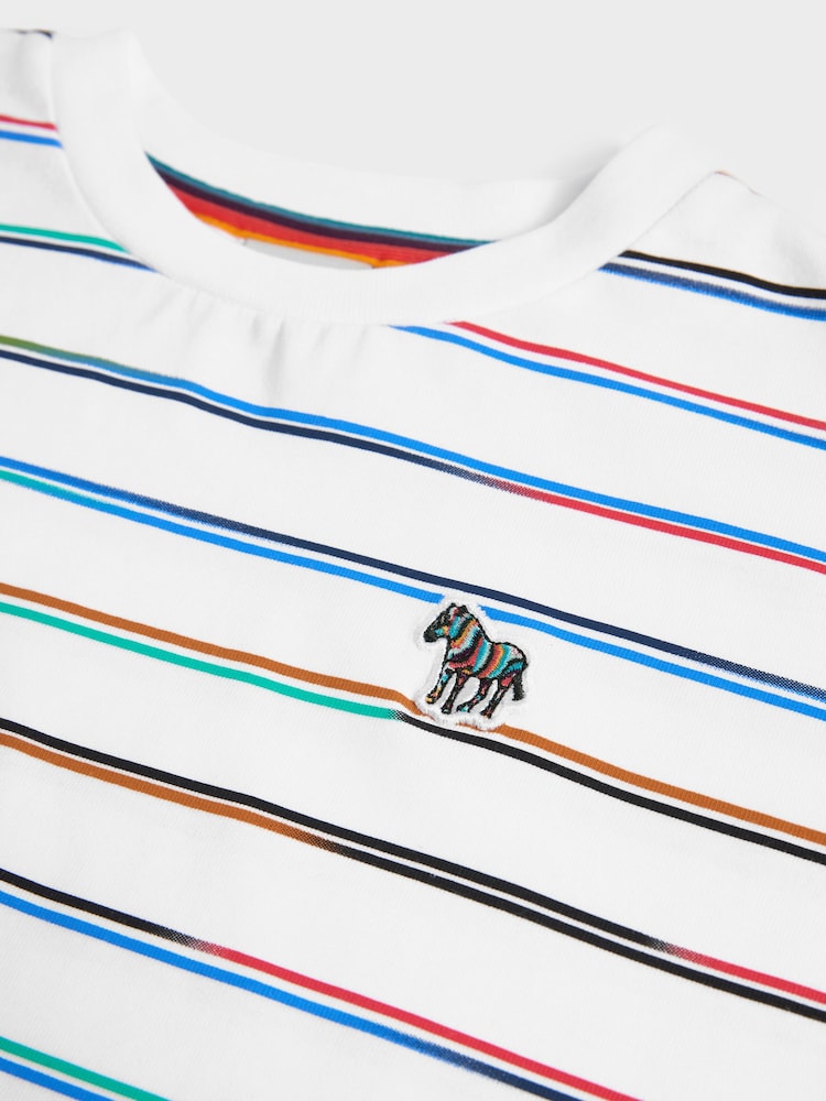 Paul Smith Junior Boys Oversized Gradient Striped Short Sleeve White T-Shirt - Image 3 of 8