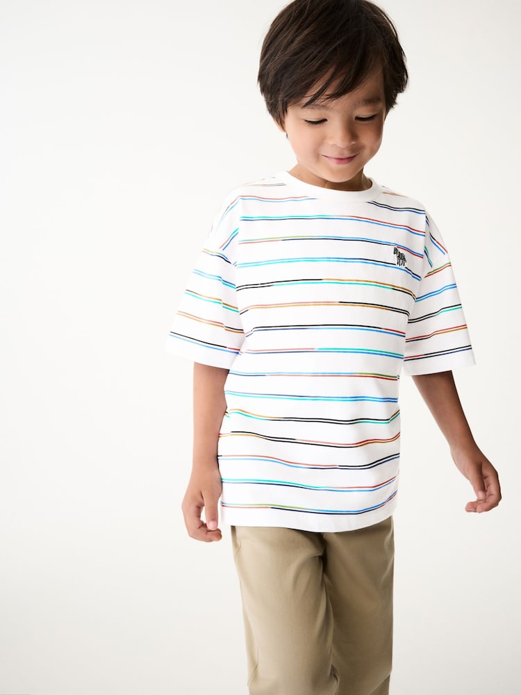 Paul Smith Junior Boys Oversized Gradient Striped Short Sleeve White T-Shirt - Image 5 of 8