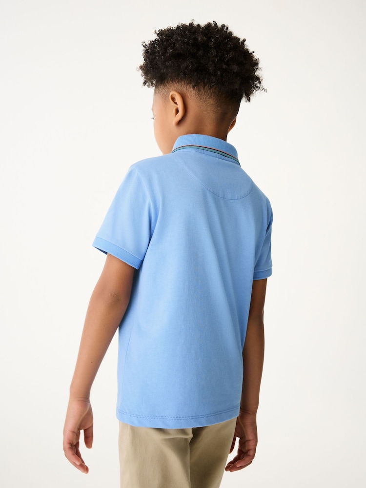 Paul Smith Junior Boys Short Sleeve Artist Quarter Zip Polo Shirt - Image 2 of 6