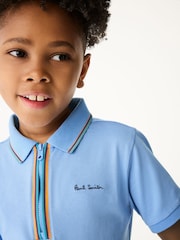 Paul Smith Junior Boys Short Sleeve Artist Quarter Zip Polo Shirt - Image 3 of 6