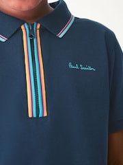 Marineblau - Paul Smith Junior Boys Short Sleeve Artist Quarter Zip Polo Shirt - Bild 3 von 7