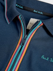 Marineblau - Paul Smith Junior Boys Short Sleeve Artist Quarter Zip Polo Shirt - Bild 6 von 7