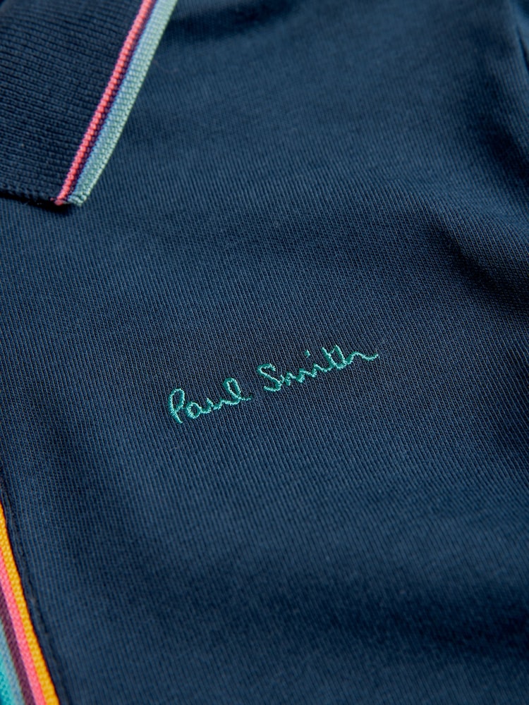 Marineblau - Paul Smith Junior Boys Short Sleeve Artist Quarter Zip Polo Shirt - Bild 7 von 7