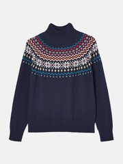 Joules Alba Navy Fairisle Pattern Jumper - Image 7 of 7