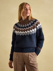 Joules Lowry Navy/Camel Fairisle Pattern Jumper - Image 1 of 7