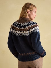 Joules Lowry Navy/Camel Fairisle Pattern Jumper - Image 2 of 7