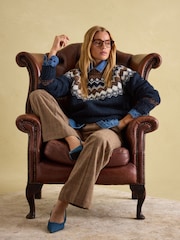 Joules Lowry Navy/Camel Fairisle Pattern Jumper - Image 6 of 7