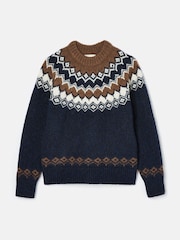Joules Lowry Navy/Camel Fairisle Pattern Jumper - Image 7 of 7