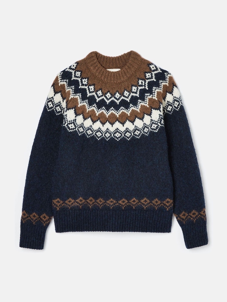 Joules Lowry Navy/Camel Fairisle Pattern Jumper - Image 7 of 7