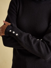 Joules Edith Black Frill Neck Jumper - Image 4 of 6