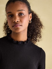 Joules Edith Black Frill Neck Jumper - Image 5 of 6