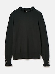 Joules Edith Black Frill Neck Jumper - Image 6 of 6