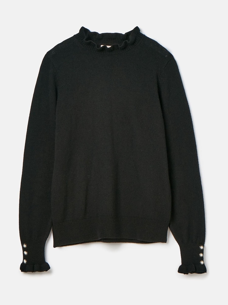 Joules Edith Black Frill Neck Jumper - Image 6 of 6
