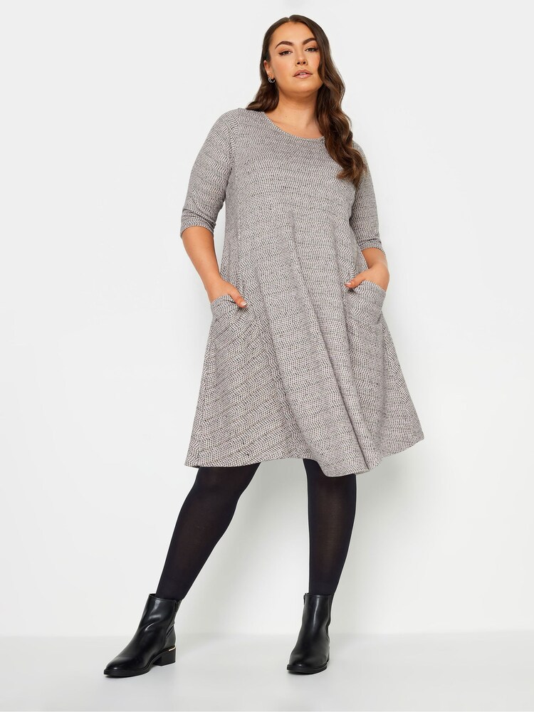 Yours Curve Grey Soft Touch Drape Pocket Dress - Image 1 of 4 Yours Curve Grey Soft Touch Drape Pocket Dress - Image 1 of 4