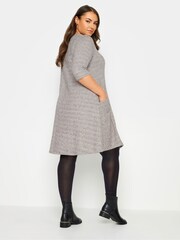 Yours Curve Grey Soft Touch Drape Pocket Dress - Image 2 of 4