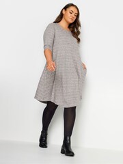 Yours Curve Grey Soft Touch Drape Pocket Dress - Image 3 of 4