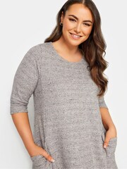 Yours Curve Grey Soft Touch Drape Pocket Dress - Image 4 of 4