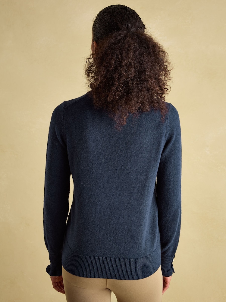 Joules Edith Navy Frill Neck Jumper - Image 2 of 6