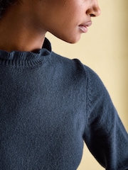 Joules Edith Navy Frill Neck Jumper - Image 5 of 6