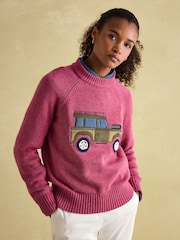 Joules Rutland Pink Applique Knitted Jumper - Image 3 of 10