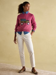 Joules Rutland Pink Applique Knitted Jumper - Image 5 of 10