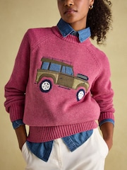 Joules Rutland Pink Applique Knitted Jumper - Image 9 of 10
