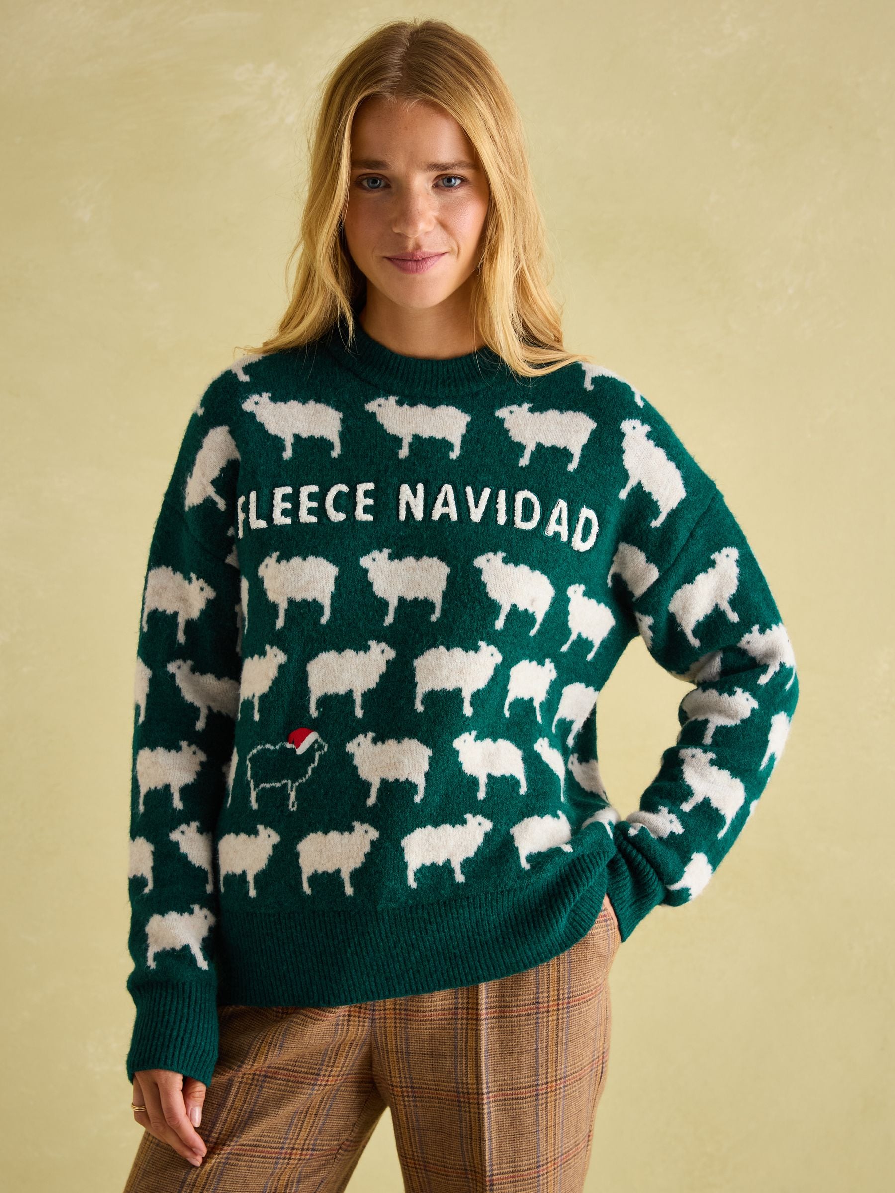 Buy Joules Fleece Navidad Green Christmas Jumper from Next Qatar