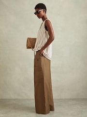 Reiss Ivory/Grey Francie Striped Drawstring Hem Waistcoat - Image 3 of 6