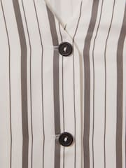 Reiss Ivory/Grey Francie Striped Drawstring Hem Waistcoat - Image 6 of 6