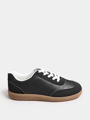 Yours Curve Black Extra Wide Fit Retro Trainers Gum Sole - Image 1 of 5
