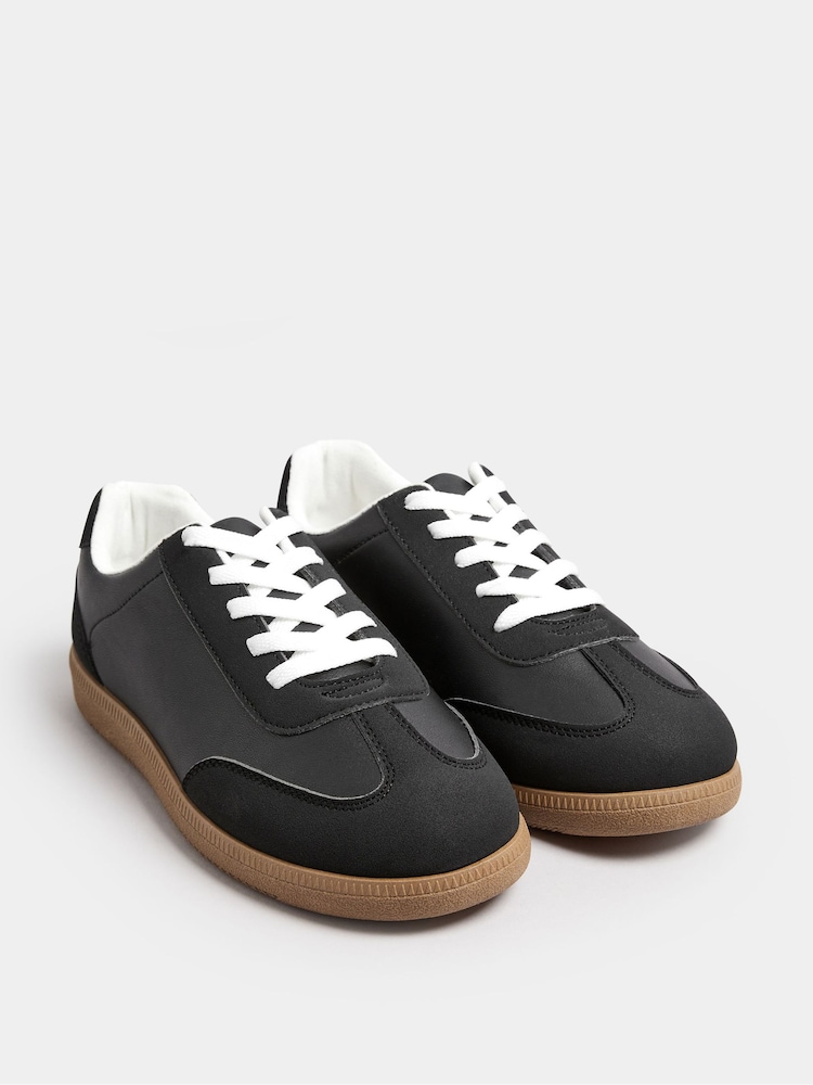 Yours Curve Black Extra Wide Fit Retro Trainers Gum Sole - Image 2 of 5