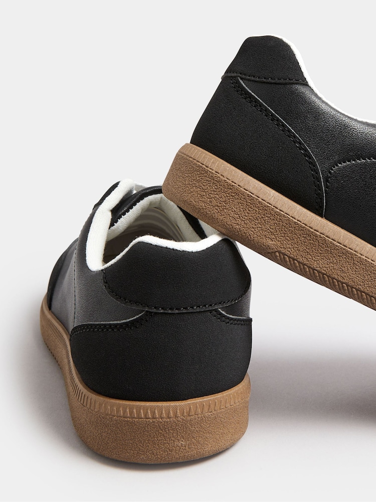 Yours Curve Black Extra Wide Fit Retro Trainers Gum Sole - Image 5 of 5