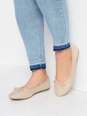 Yours Curve Nude Extra-Wide Fit Sparkle Ballet Shoes - Image 1 of 5