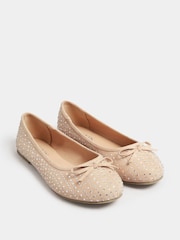 Yours Curve Nude Extra-Wide Fit Sparkle Ballet Shoes - Image 2 of 5