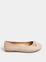 Yours Curve Nude Extra-Wide Fit Sparkle Ballet Shoes - Image 3 of 5