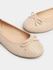 Yours Curve Nude Extra-Wide Fit Sparkle Ballet Shoes - Image 5 of 5