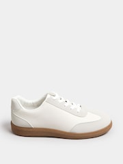 Yours Curve White Extra Wide Fit Retro Trainers Gum Sole - Image 1 of 5