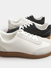 Yours Curve White Extra Wide Fit Retro Trainers Gum Sole - Image 5 of 5