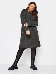 Yours Curve Grey Soft Touch Knitted Jumper Dress - Image 1 of 4
