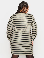 Yours Curve Cream Soft Touch Striped Jumper Dress - Image 2 of 4