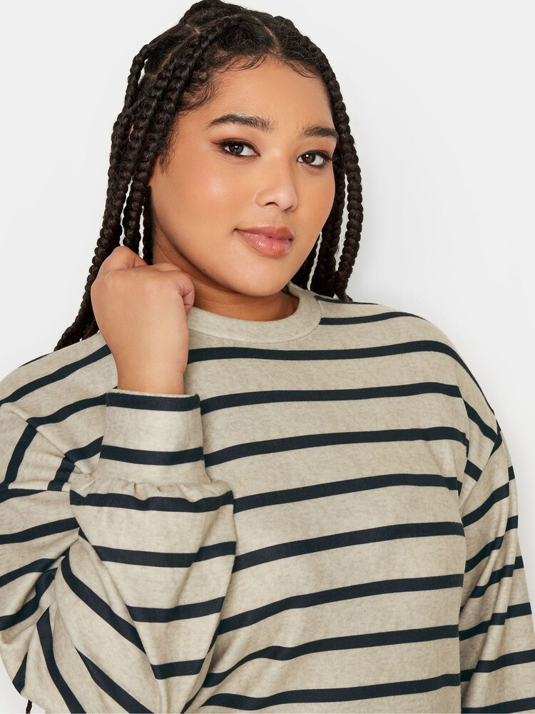 Yours Curve Cream Soft Touch Striped Jumper Dress - Image 4 of 4