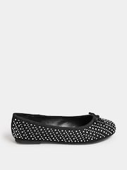 Yours Curve Black Extra-Wide Fit Sparkle Ballet Shoes - Image 2 of 4