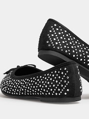Yours Curve Black Extra-Wide Fit Sparkle Ballet Shoes - Image 3 of 4