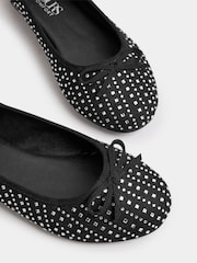 Yours Curve Black Extra-Wide Fit Sparkle Ballet Shoes - Image 4 of 4