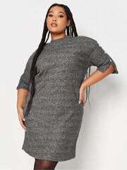 Yours Curve Grey Soft Touch Button Detailed Dress - Image 1 of 4