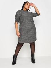 Yours Curve Grey Soft Touch Button Detailed Dress - Image 3 of 4