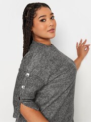 Yours Curve Grey Soft Touch Button Detailed Dress - Image 4 of 4