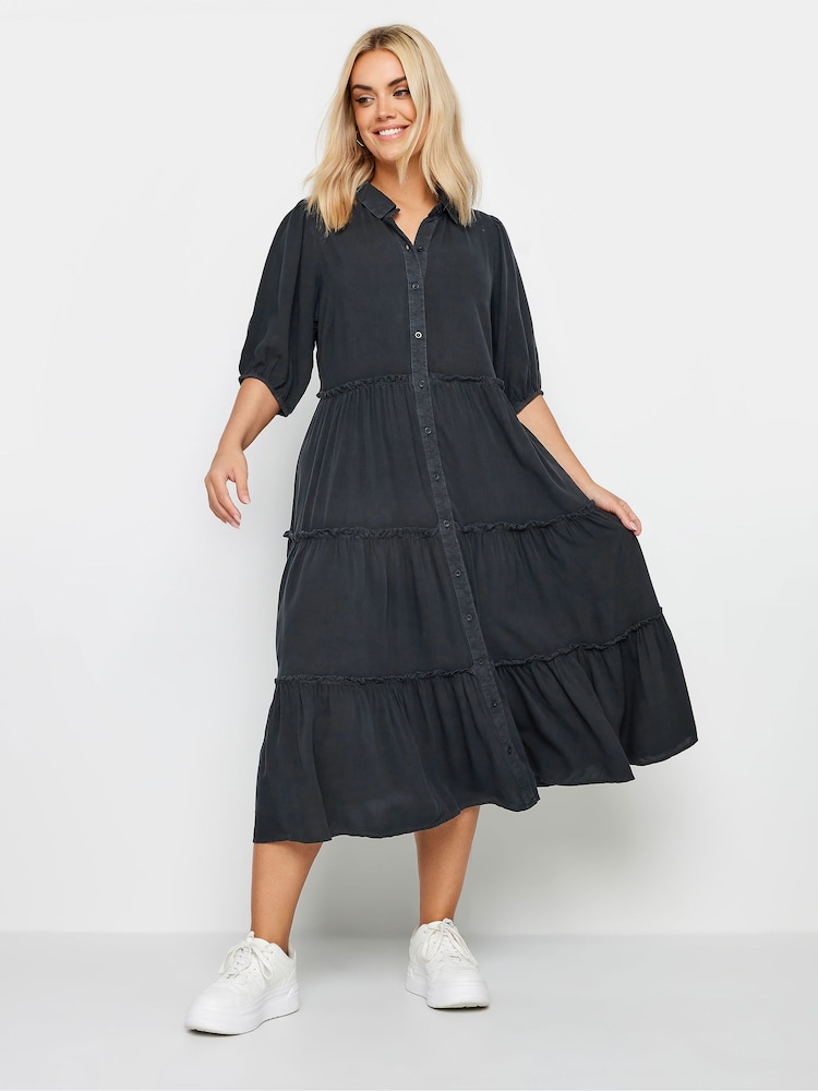 Yours Curve Grey Midi Shirt Dress - Image 2 of 4